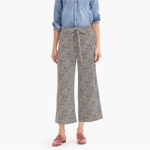 J.Crew Wide-leg cropped silk pant in leopard-print 8 10 New without tag